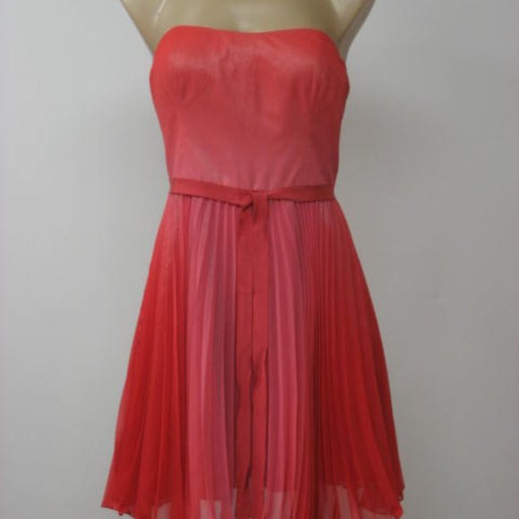 Aqua Dresses & Skirts - AQUA Coral Strapless Pleated Belted Flow Mini Dress 10 New